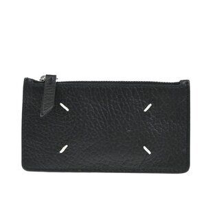 MAISON MARGIELA Logo Card Case Coin Compact Wallet Leather Black SHW 37KA894